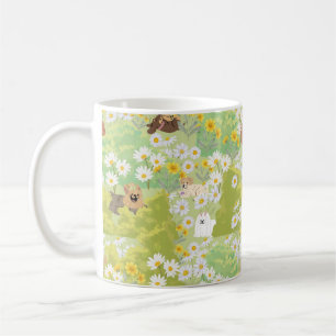 Cute Dogs With Daisy Flowers Seamless Pattern Coffee Mug