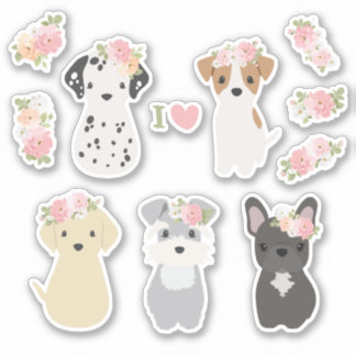 Cute Dogs with Flowers Sticker Pack