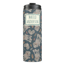 Cute Dogs with Plants Personalised Name Green