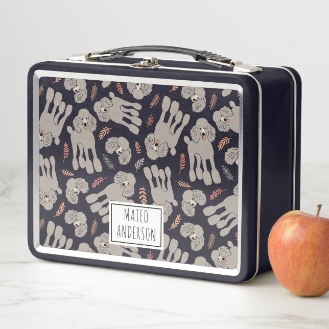 Cute Dogs with Plants Personalised Name Metal Lunch Box (In Situ)