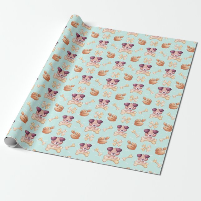 Cute Dogs Wrapping Paper (Unrolled)