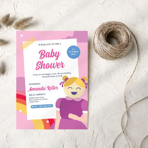 Cute Doll Baby Shower Invitation