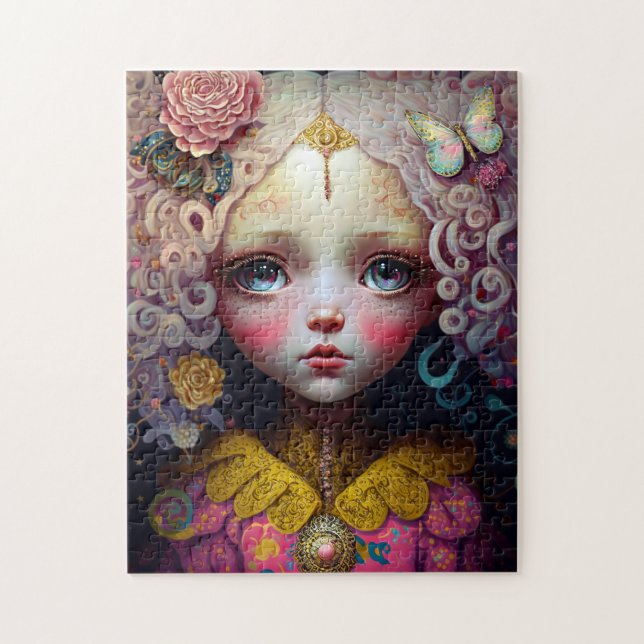 Cute Doll Girl Pink Hair Jigsaw Puzzle (Vertical)