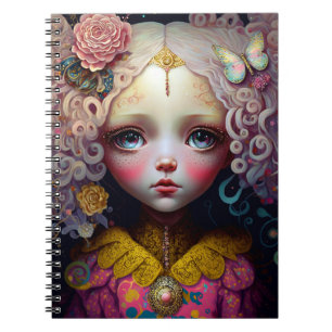 Cute Doll Girl Pink Hair Notebook