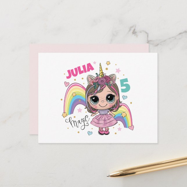 Cute Doll Girl Thank you card (Front/Back In Situ)