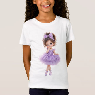 Cute Doll Purple Dress Girls T-Shirt