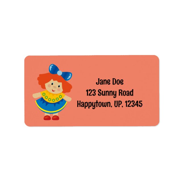 Cute Doll Return Address Label (Front)