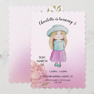Cute Doll Watercolor Hand-painted Holiday Card