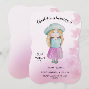 Cute Doll Watercolor Illustration Holiday Card