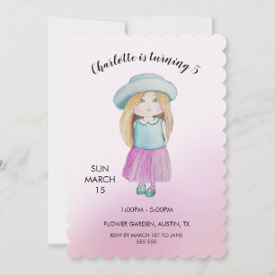 Cute Doll Watercolor Illustration Holiday Card