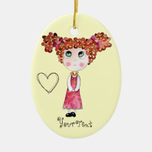 Cute Doll with Pink Dress Ornament