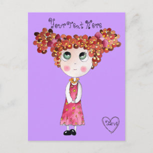 Cute Doll with Pink Dress Postcard