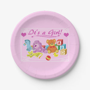 Cute Dolls (Pink) Paper Plate