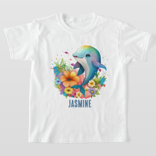 cute dolphin add name girls T-Shirt