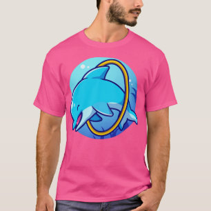 Cute Dolphin Attractions In The Sea Cartoon T-Shirt