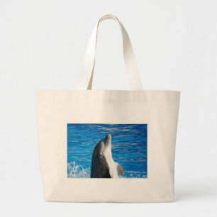 Cute Dolphin Beach Peace Love Party Destiny Large Tote Bag
