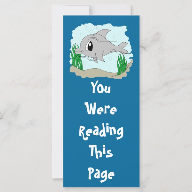 Cute Dolphin Bookmark Template (Front)