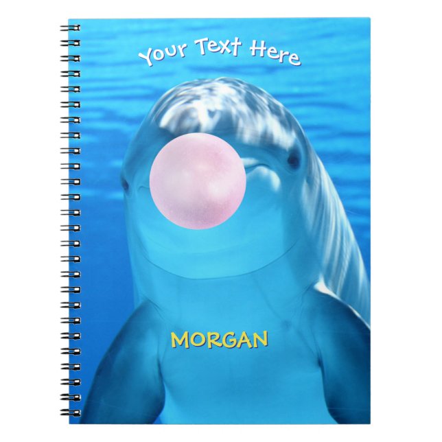 Cute Dolphin, Bubble Gum Bubble, Name & Message Notebook (Front)