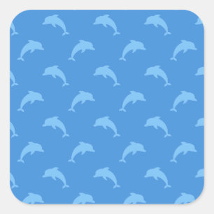 Cute Dolphin Cartoon Pattern Graphic Background Square Sticker
