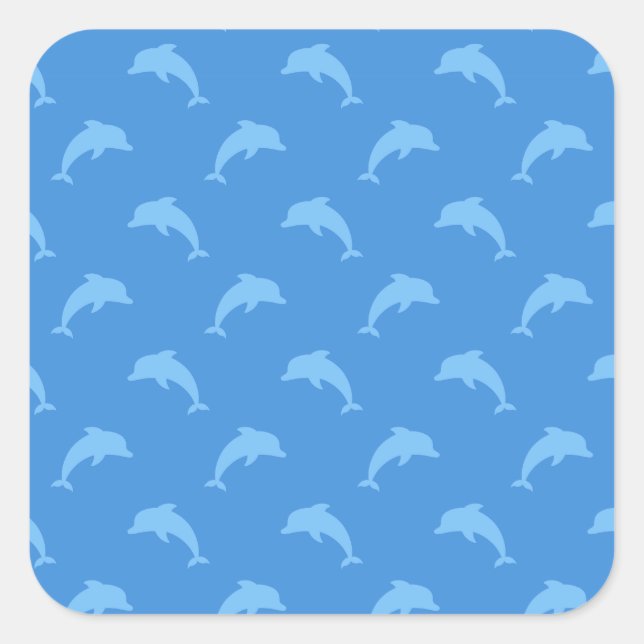 Cute Dolphin Cartoon Pattern Graphic Background Square Sticker (Front)