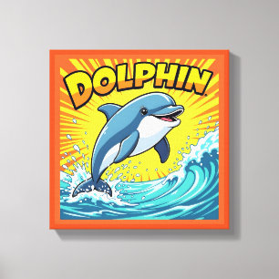 Cute Dolphin jumping out of the Ocean Canvas Print