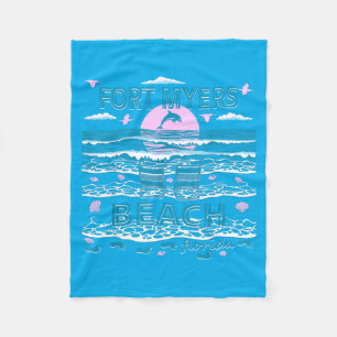 Cute Dolphin Lover Family Fort Myers Beach Fl Fleece Blanket