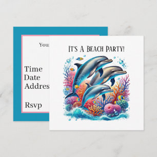 Cute dolphin lovers party invitation