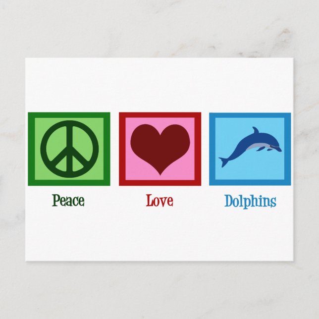 Cute Dolphin Mascot Peace Love Dolphins Postcard (Front)