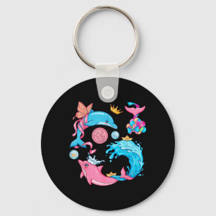 Cute Dolphin Mermaid Kawaii Ocean Sea Animals Key Ring