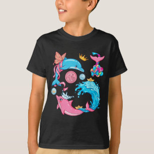 Cute Dolphin Mermaid Kawaii Ocean Sea Animals T-Shirt