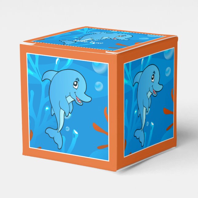 Cute Dolphin Ocean Aquatic Party Favour Box (Front Side)