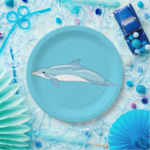 Cute Dolphin Ocean Birthday Paper Plate