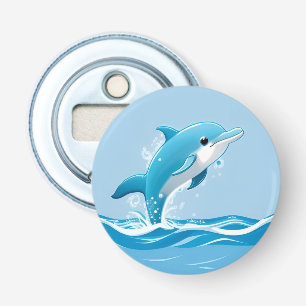 🐬 Cute Dolphin Ocean Blue Playful Design Bottle Opener