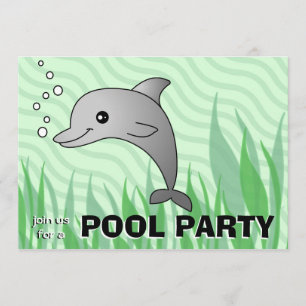 Cute Dolphin Pool Party Invitation