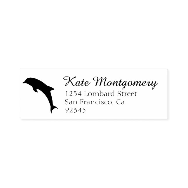 Cute Dolphin Return Address Rubber Stamp (Design)