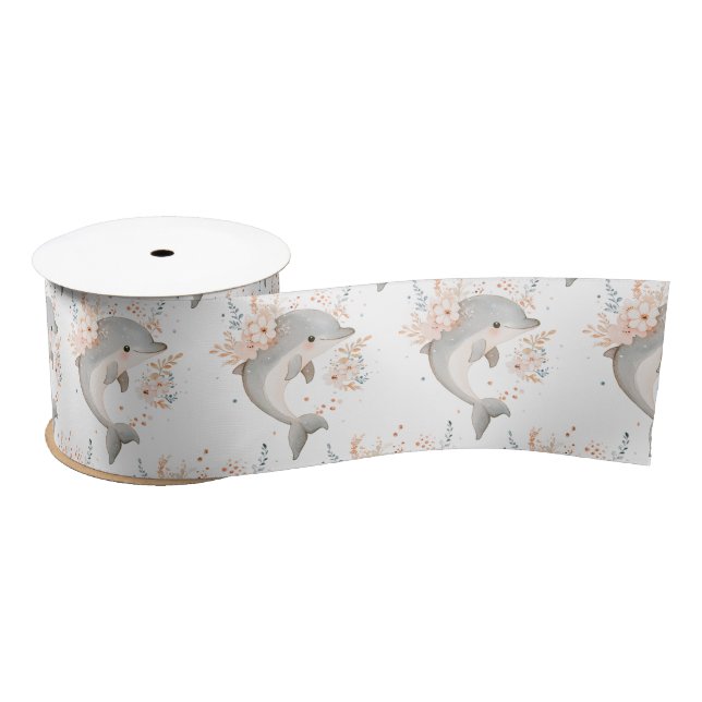 Cute Dolphin Satin Ribbon (Spool)
