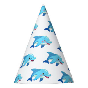 Cute Dolphin Sea Animals Birthday Party Hat