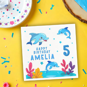 Cute Dolphin Sea Animals Birthday Party Napkin