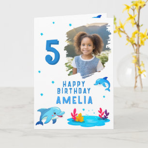 Cute Dolphin Sea Animals Photo Birthday  Card