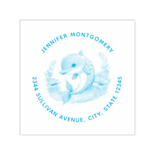 Cute Dolphin Sea Creature Address Self-inking Stamp