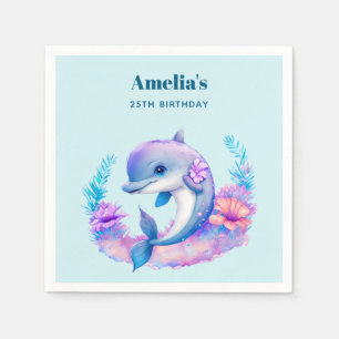 Cute Dolphin Sea Creature Birthday Napkin