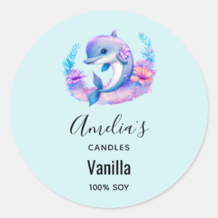 Cute Dolphin Sea Creature - Candle Business Classic Round Sticker