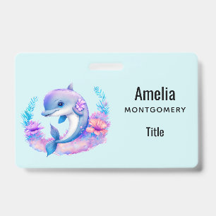 Cute Dolphin Sea Creature ID Badge