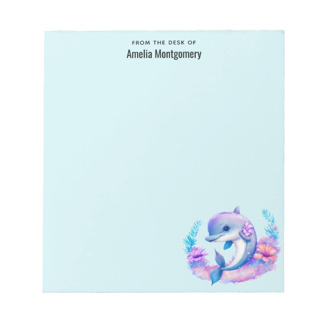 Cute Dolphin Sea Creature Notepad (Front)