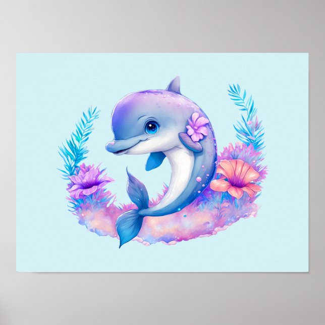 Cute Dolphin Sea Creature Poster (Front)