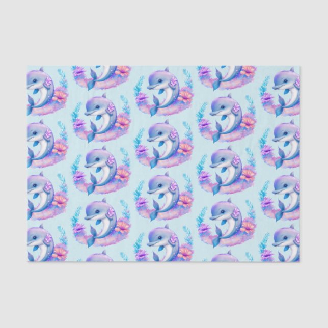 Cute Dolphin Sea Creature Tissue Paper (Front)