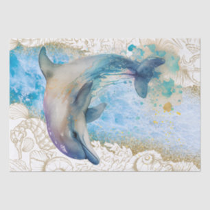 Cute Dolphin Shell Watercolor Tissue Paper