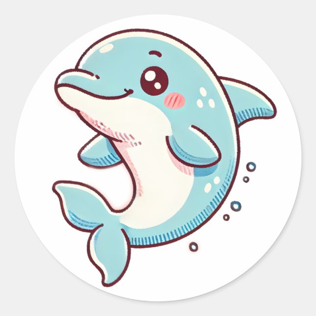 Cute Dolphin Sticker – Playful and Ocean-Inspired (Front)