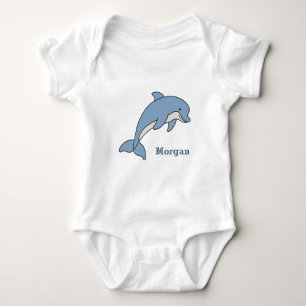 Cute Dolphin Unique Boy Personalised Custom Name Baby Bodysuit
