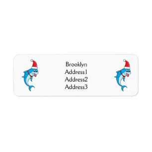 Cute dolphin with Santa hat cartoon